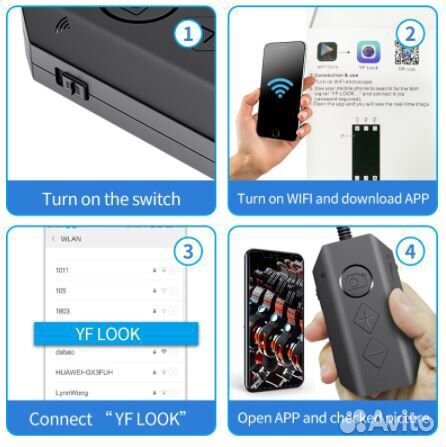 Эндоскоп wi-fi Разрешение HD1080P 2камеры