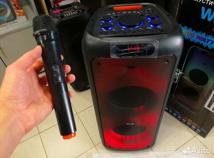 Колонка 800W блютуз+микрофон+подсветка