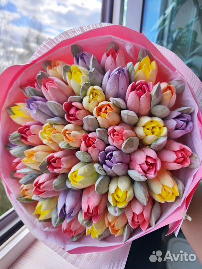 Зефирный букет, подарок, тюльпаны,розы,зефир