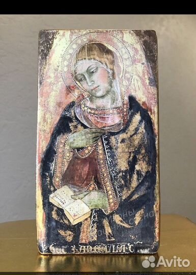 Икона Мадонна Дева Мария деревянная модерн подарок
