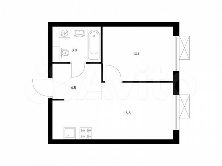 1-к. квартира, 34,2 м², 2/9 эт.