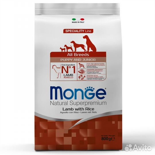 Корм для щен Monge Puppy&Junior с ягненком 12 кг