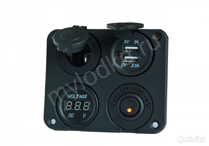 Панель встраиваемая с вольтметром и розеткой