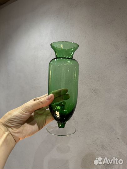 Ваза на ножке конфетница, ваза цветное стекло СССР