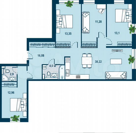 5-к. квартира, 112 м², 2/3 эт.