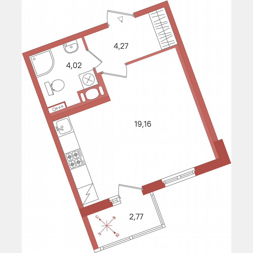 Квартира-студия, 28,8 м², 6/11 эт.