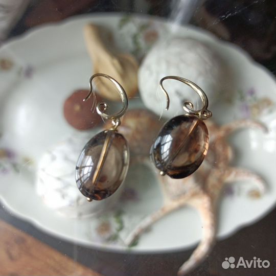 Серьги с раухтопазом