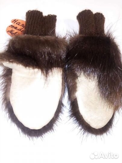 Варежки из нутрии детские.Новые