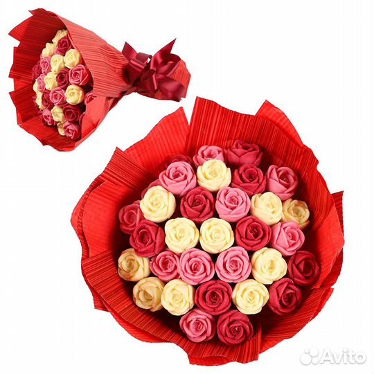 Букет из шоколадных роз красный