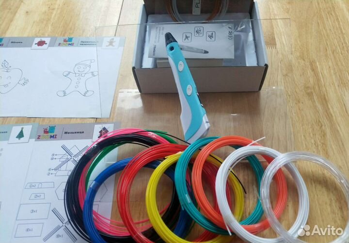 3d ручка myriwell rp100b+ пластик, трафареты