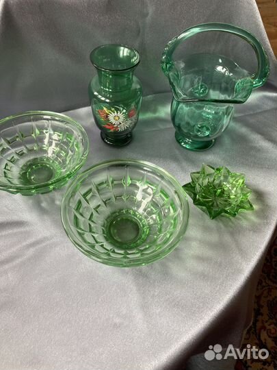 Вазы из цветного стекла СССР