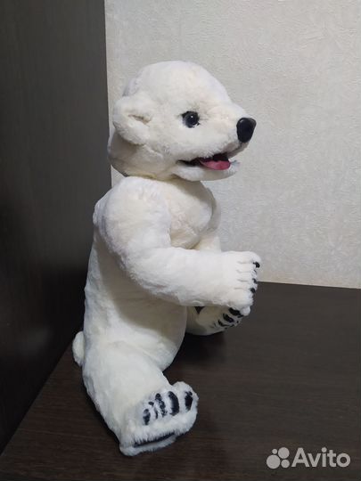 Реалистичный белый мишка авторская игрушка