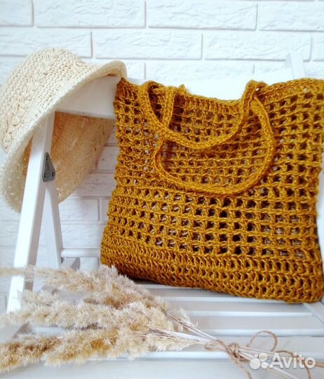 Сумка джутовая вязаная