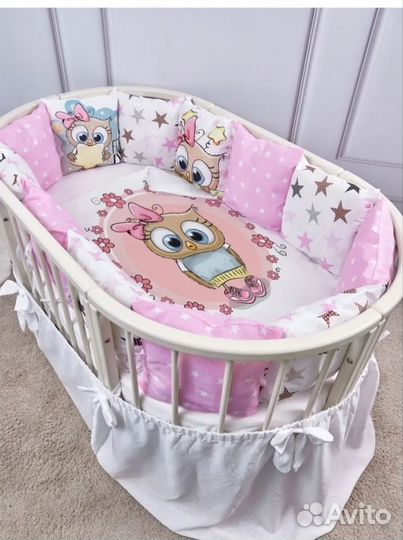 Бортики в кроватку для девочки