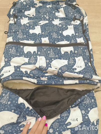 Зимний конверт в коляску на овчине