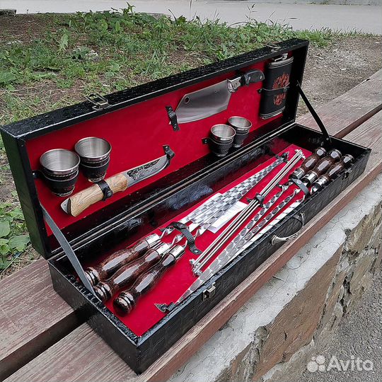 Шашлычный набор № 8 подарочный в кейсе