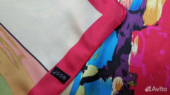 Платок шелковый, акварель, новый, и шейный- 2 шт