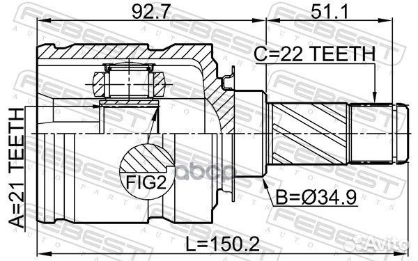 ШРУС внутренний 21x34.9x22 1811-Z12 Febest