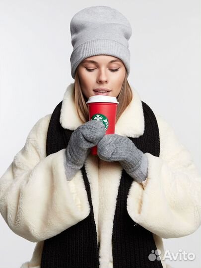 Двойная теплая шапка мелкой вязки Шапки Оптом