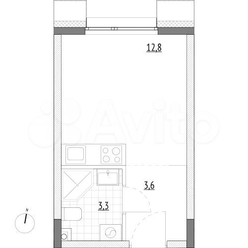 Апартаменты-студия, 19,7 м², 1/7 эт.