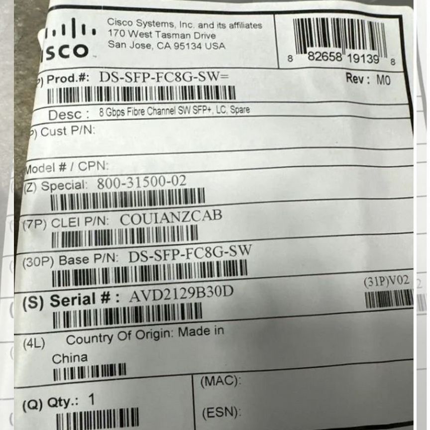 [DS-SFP-FC8G-SW] Трансивер Cisco Лот Ds-Sfp-Fc8g-Sw