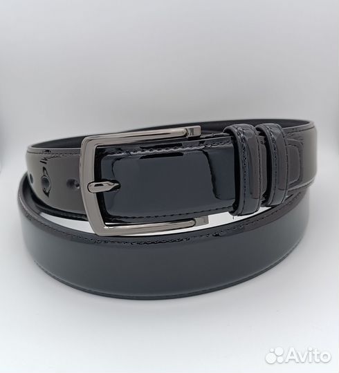 Ремень мужской лакированный натуральная кожа