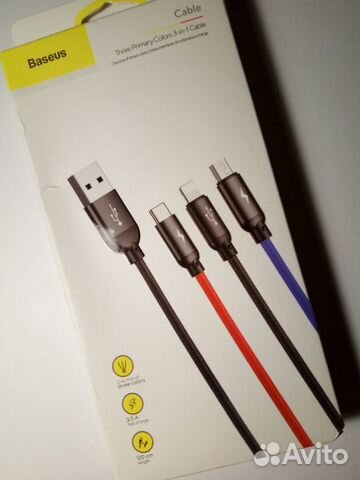 Кабель USB Baseus 3 в 1 для Samsung, iPhone