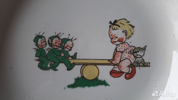Антикварная детская тарелка с подогревом. Агитация