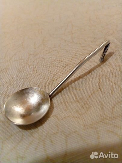 Ложка старинная, серебро 875 проба с головой