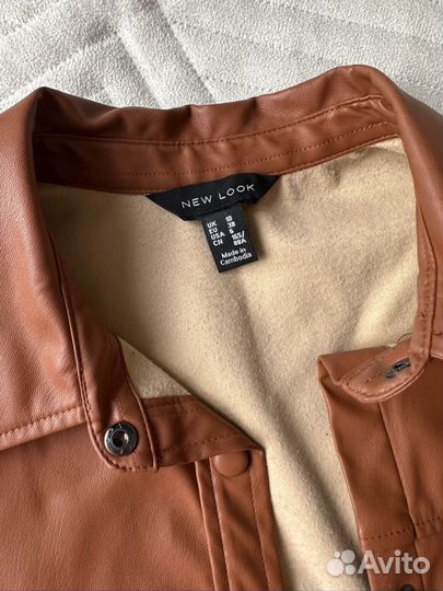 Рубашка женская коричневая экокожа