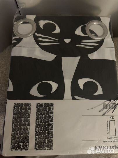 Шторы IKEA с кошками на люверсах