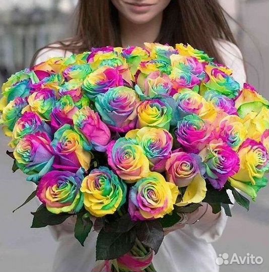 Радужные розы Букеты с доставкой