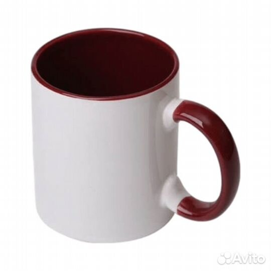 Кружка для сублимации 300мл белая с бордовой внутр