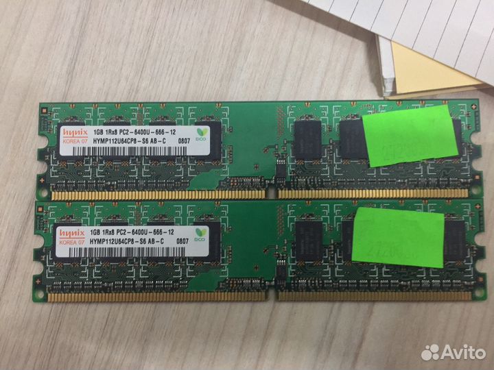 DDR 2 1g 800 MHz hynux 2шт