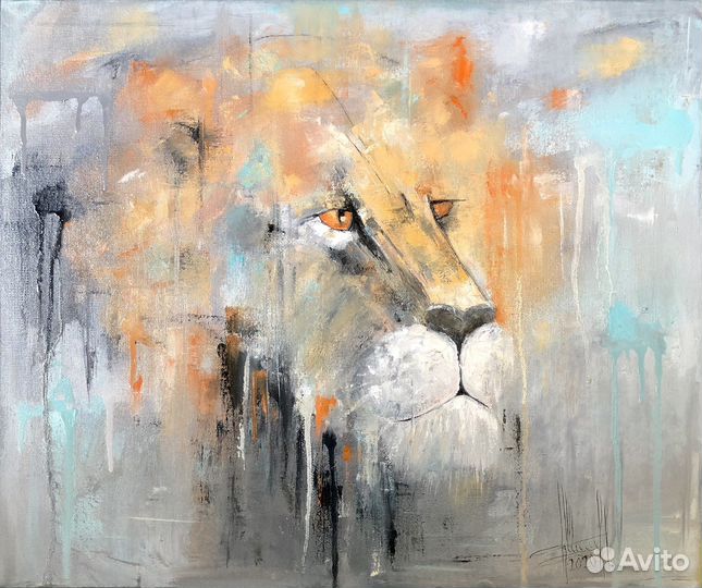 Картина маслом абстракция «Лев» картина со львом