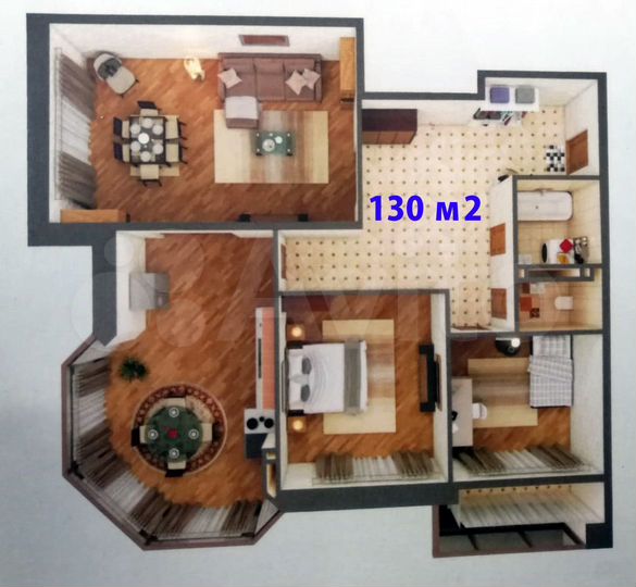 3-к. квартира, 130 м², 7/12 эт.