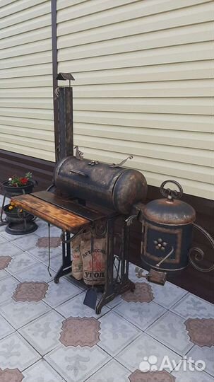 Мангал смокер с печью под казан