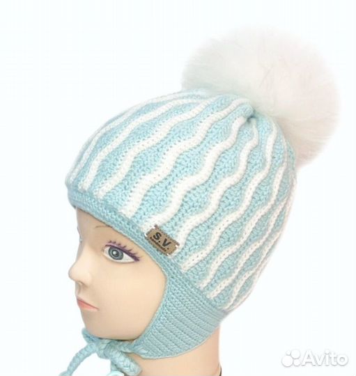 Шапка зимняя на девочку ручной работы.Новая