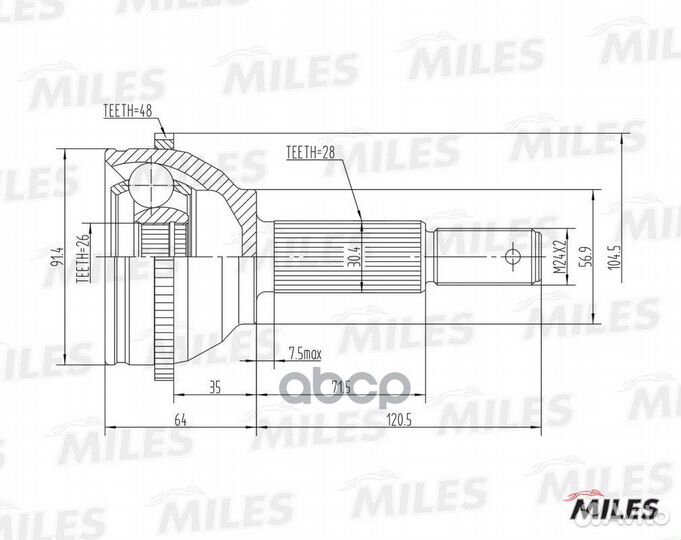 ШРУС ford transit 2.0DI 00-06 нар. +ABS GA20124