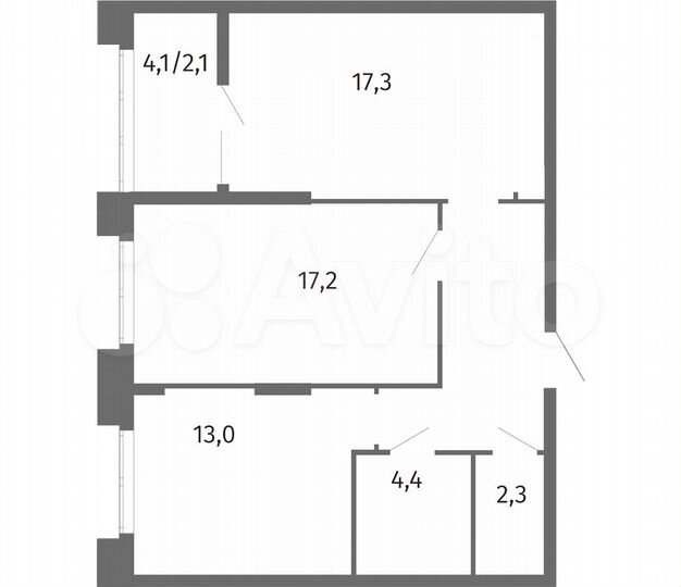 2-к. квартира, 65,4 м², 7/13 эт.