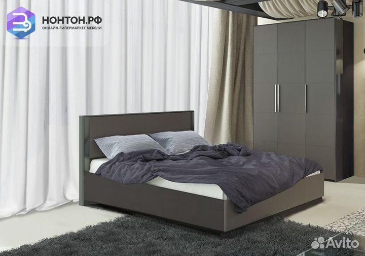 Спальный гарнитур Наоми фон серый / джут