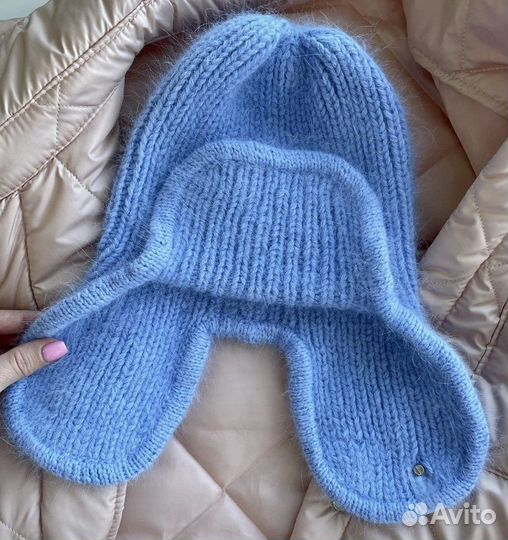 Шапка ушанка женская новая вязанная
