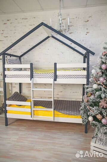 Кровать двухъярусная трансформер из березы