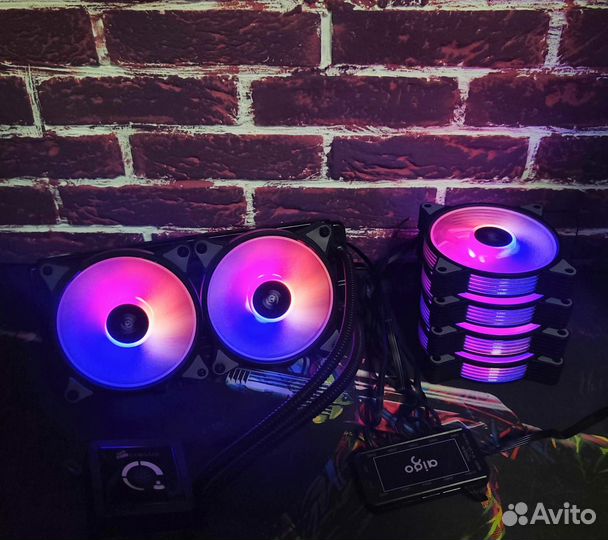 Сво Corsair H100 + комплект argb кулеров