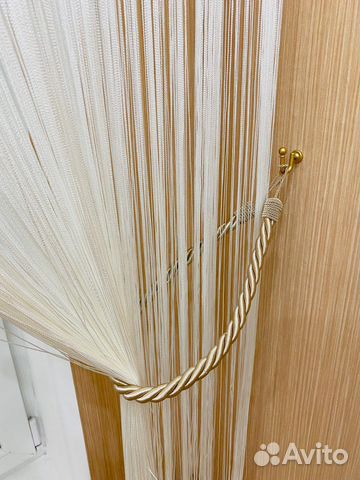 Штора кисея с пришитой лентой белая