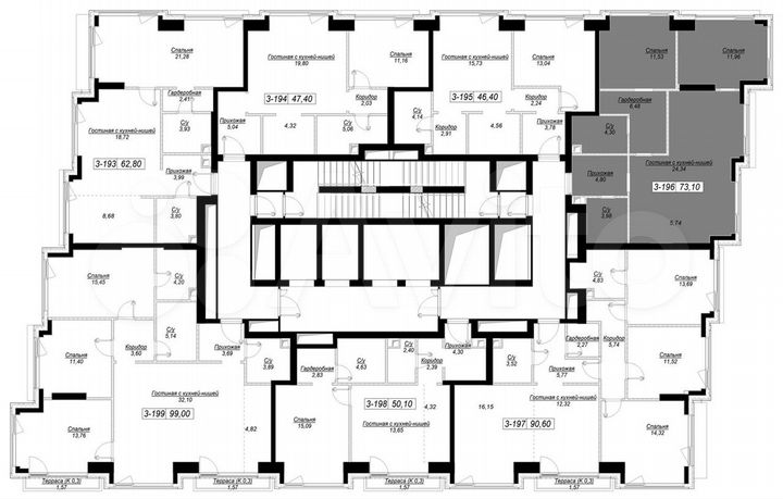 2-к. квартира, 73,1 м², 27/41 эт.
