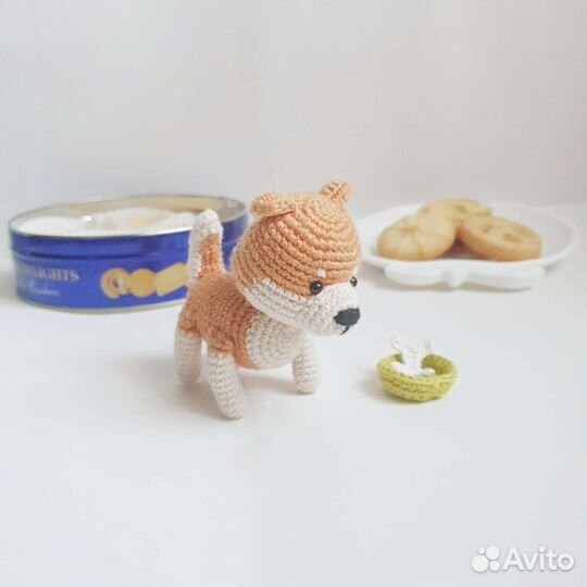 Вязаный щенок Сиба