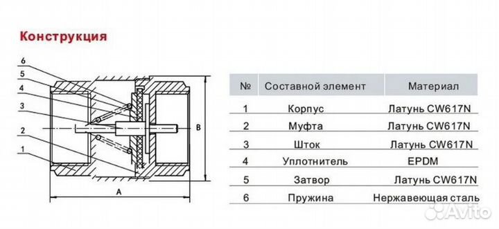 Обратный клапан для скважинного насоса 1 1/4