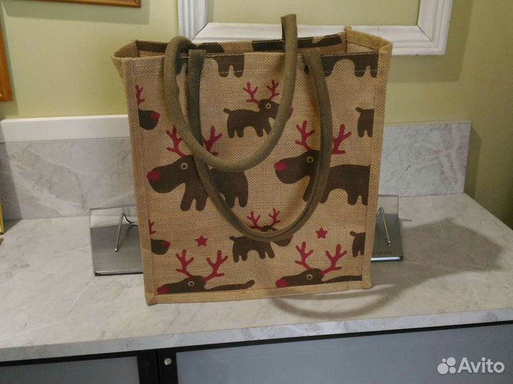 Джутовая сумка через плечо