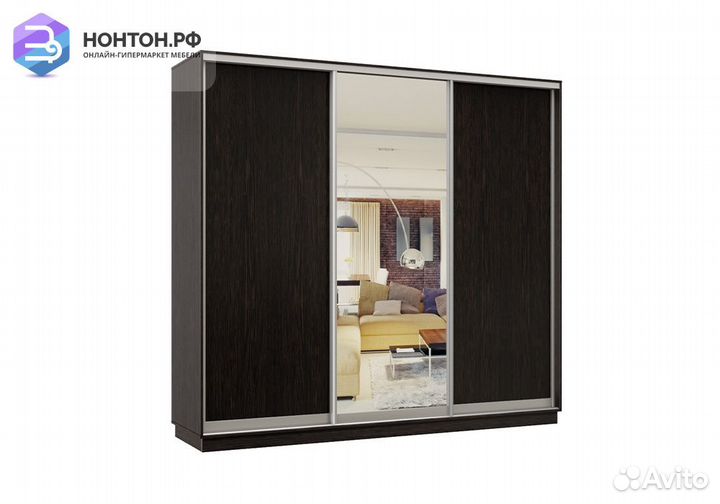 Шкаф-купе трёхдверный Ирида с 1 зеркалом венге